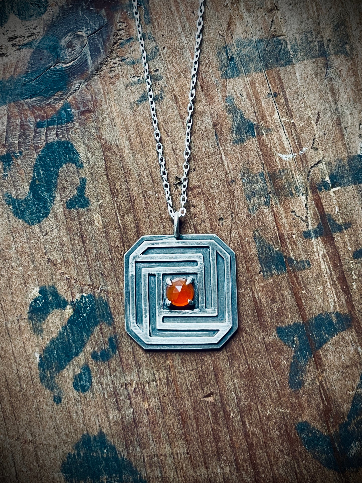 Sacred Geometry: Quadrilateral Carnelian Pendant