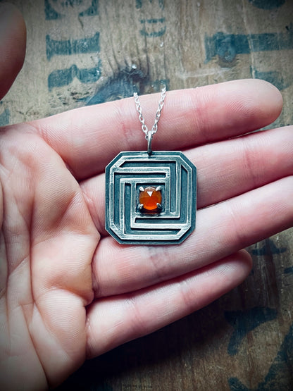 Sacred Geometry: Quadrilateral Carnelian Pendant