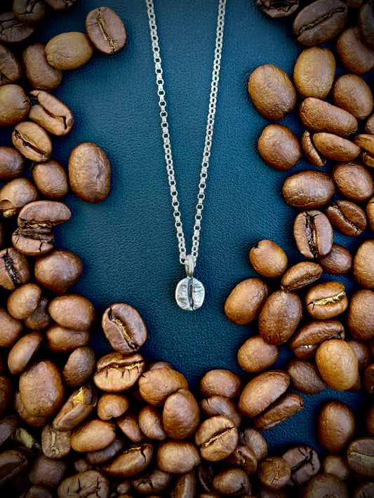 Coffee Beans! Silver Mini Pendant Necklace